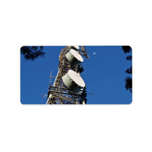 Communications tower with a beautiful blue sky custom address labels