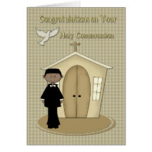 Communion African American Boy Greeting Cards