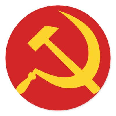 Communist USSR Russian Hammer and Sickle Sticker by TypographicTees