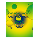 Como Vai? Brazil Flag Colours Pop Art Post Card