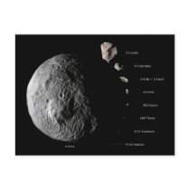 Comparative Size Chart of Nine Asteroids Post Card