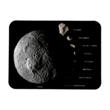 Comparative Size Chart of Nine Asteroids Vinyl Magnet
