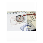 Compass and old maps postcards