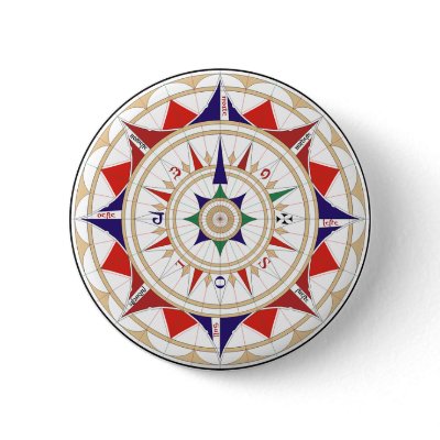 Compass Rose Pinback Button by Emily_E_Lewis