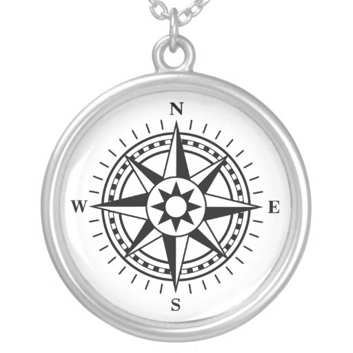 Compass rose silver necklace