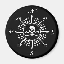 Compass Rose Skull 1 Fridge Magnets