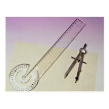 Compass with ruler postcard