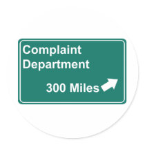 Complaint Department 300 Miles Stickers