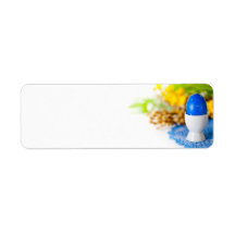 Composition en Pâques avec l'oeuf bleu Étiquette D’adresse Retour
