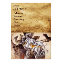 COMPOSITION WITH ANIMALS,REARING HORSES,DEERS,DOGS BUSINESS CARDS