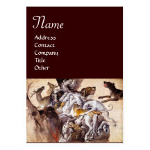 COMPOSITION WITH ANIMALS,REARING HORSES,DEERS,DOGS BUSINESS CARD TEMPLATE