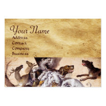 COMPOSITION WITH ANIMALS,REARING HORSES,DEERS,DOGS BUSINESS CARD TEMPLATES