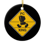 computer crossing (xing) sign christmas tree ornaments