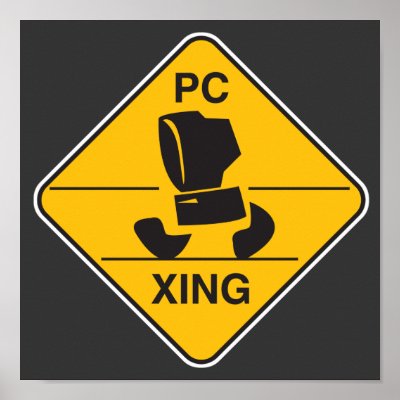 computer crossing (xing) sign posters by geekme
