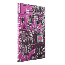 Computer Geek Circuit Board - pink purple Gallery Wrapped Canvas
