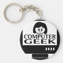 Computer Geek Girl Female Keychains