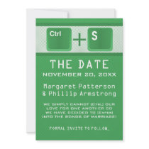 Computer Key Control Save the Date, Green Custom Announcement