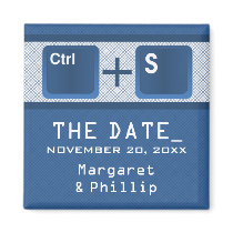 Computer Key Control Save the Date Magnet, Blue