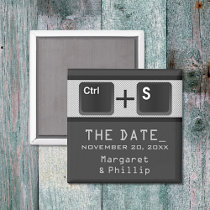 Computer Key Control Save the Date Magnet, Grey