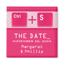 Computer Key Control Save the Date Magnet, Pink