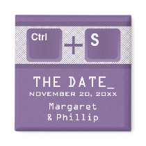 Computer Key Control Save the Date Magnet, Purple