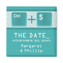 Computer Key Control Save the Date Magnet, Teal