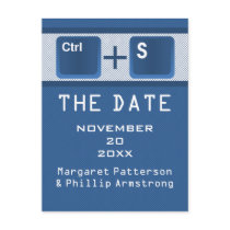 Computer Key Control Save the Date Postcard, Blue