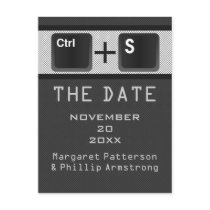 Computer Key Control Save the Date Postcard, Grey