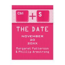 Computer Key Control Save the Date Postcard, Pink