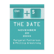 Computer Key Control Save the Date Postcard, Teal