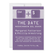 Computer Key Control Save the Date, Purple Custom Invite