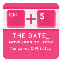 Computer Key Control Save the Date Stickers, Pink