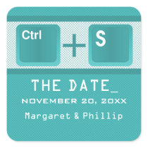 Computer Key Control Save the Date Stickers, Teal