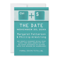 Computer Key Control Save the Date, Teal Announcement