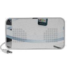 Computer laptop and cell phone connecting iPhone speaker