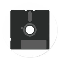 Computer Oldschool Floppy Disc 5.5 Geek Round Stickers