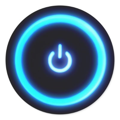 Computer Power Round Sticker by Novelteez