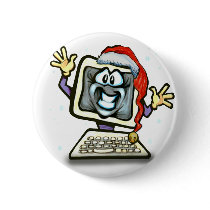 Computer Santa Pinback Buttons