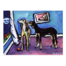 Conception adorable de lune de Saluki Carte Postale