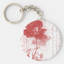 Conception de carte postale de rose rouge porte-clé