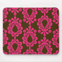 conception de damassé de roses indien et de brun tapis de souris