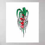 conception de floraison de tatouage de coeurs poster