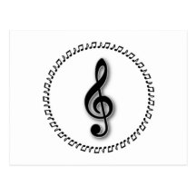 Conception de note de musique de clef triple carte postale