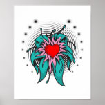 conception de tatouage de coeur de fleur posters