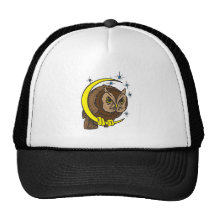 Conception de tatouage de hibou et de lune casquette