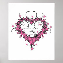 conception de tatouage d'étoiles de forme de coeur posters