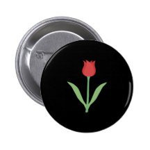 Conception élégante de tulipe sur le noir pin's avec agrafe