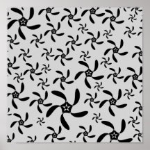 Conception florale futuriste grise et noire poster