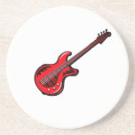 Conception graphique musicale rouge de guitare éle dessous de verres
