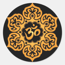 Conception jaune et noire florale d'Aum Adhésifs